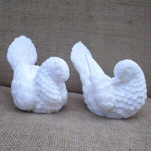 Vintage Santini Sculptor White Dove Alabaster Figurines